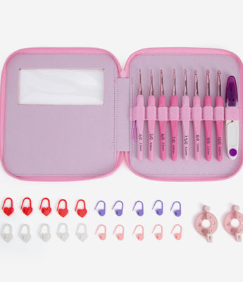 8PCS Crochet Hooks Pink Gift Bag - Caydo